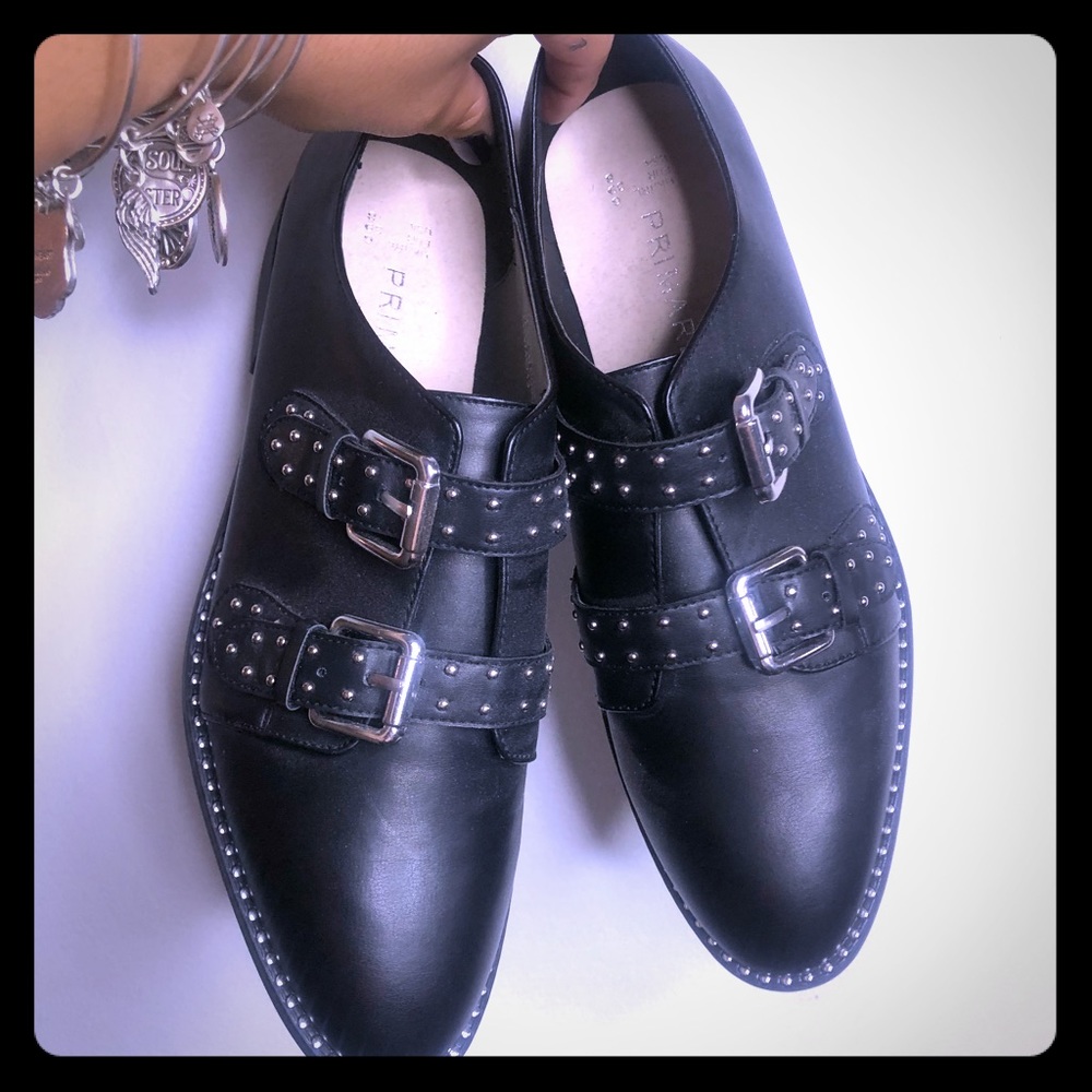Black studded flats
